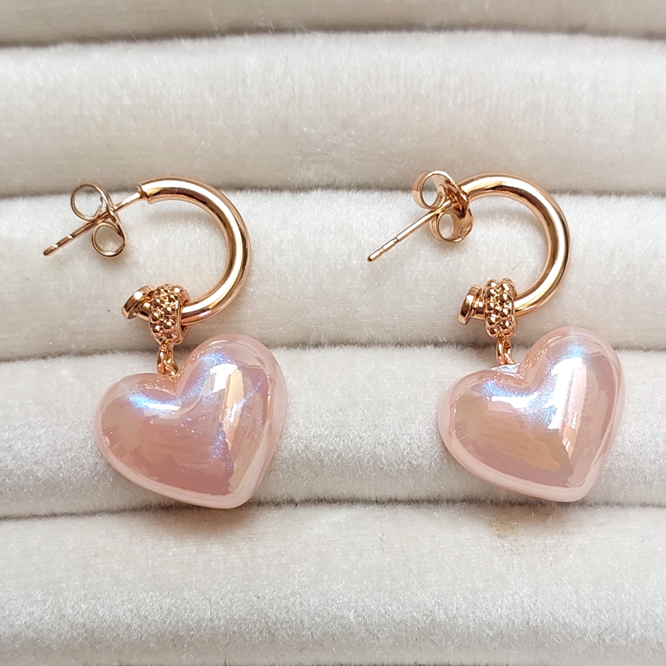 Xuping Pembe Kalp Küpe