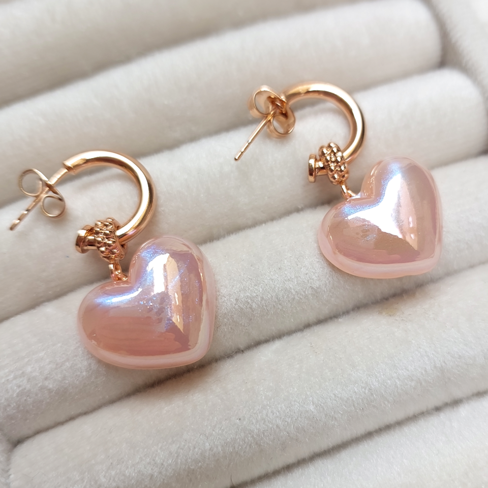 Xuping Pembe Kalp Küpe