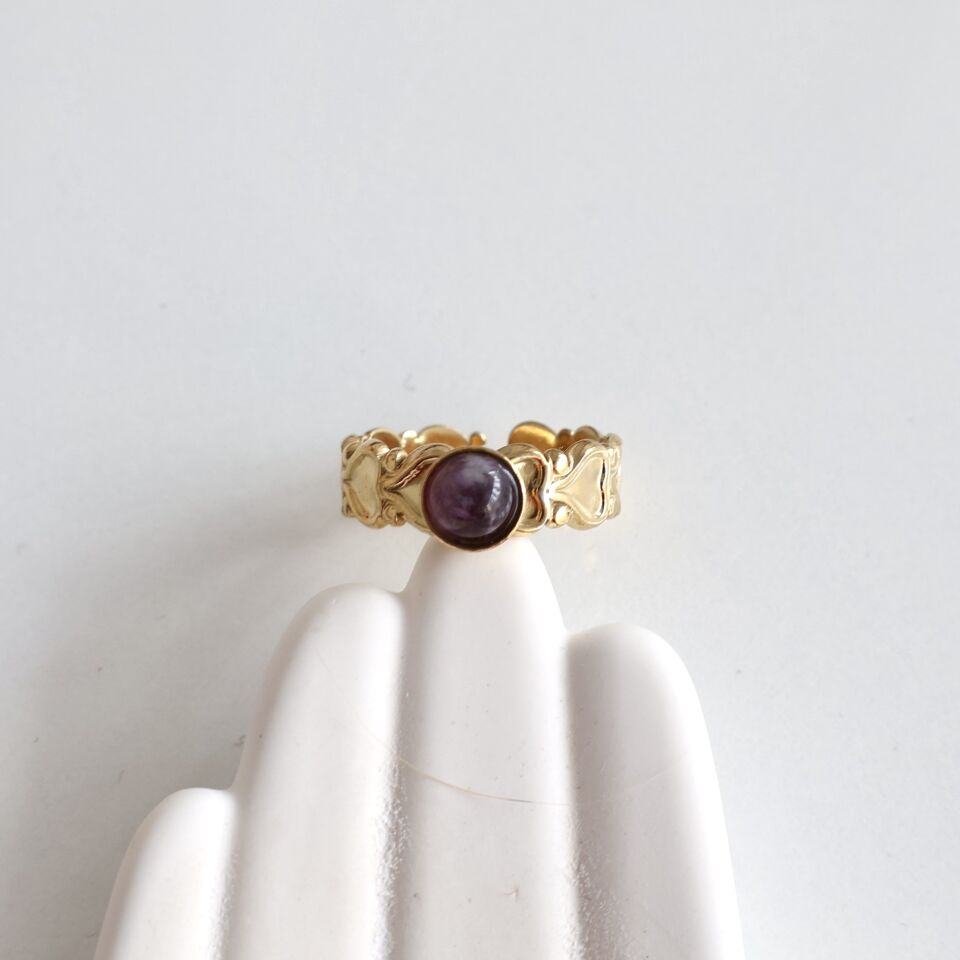 Çelik Ametist Taşı Yüzük