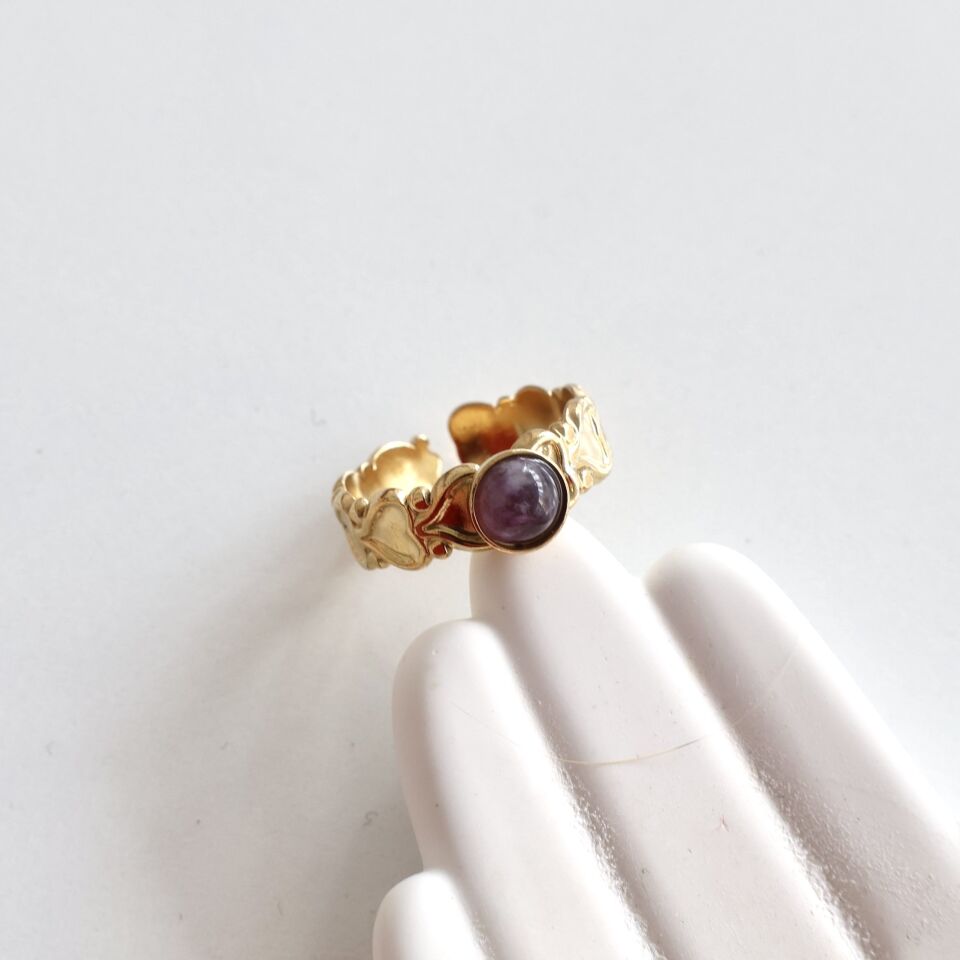 Çelik Ametist Taşı Yüzük