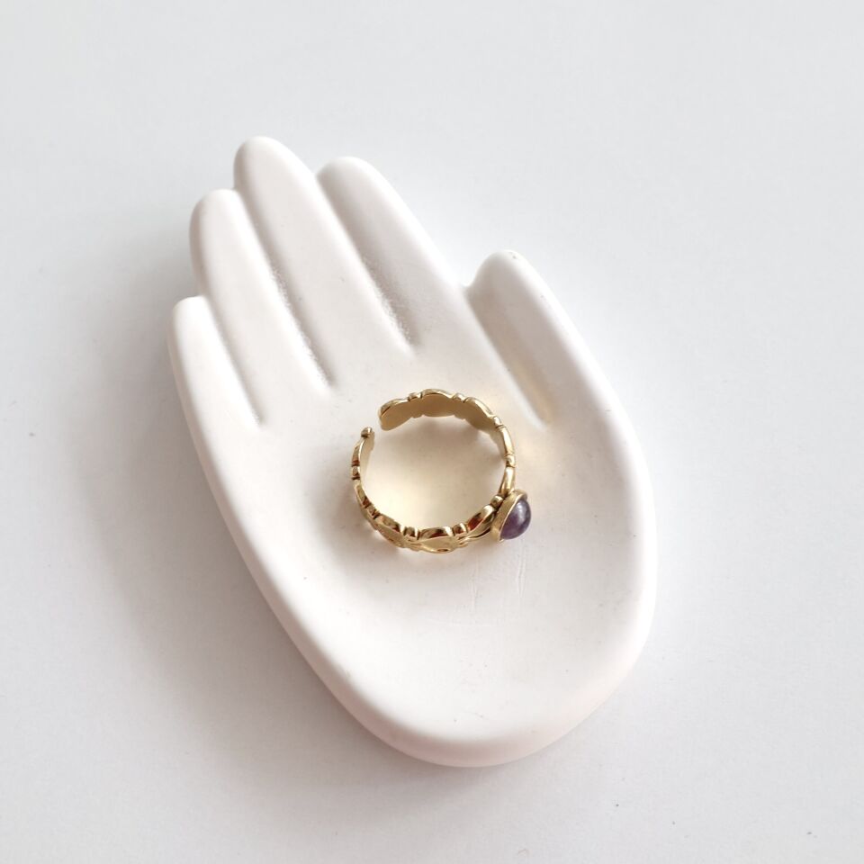 Çelik Ametist Taşı Yüzük