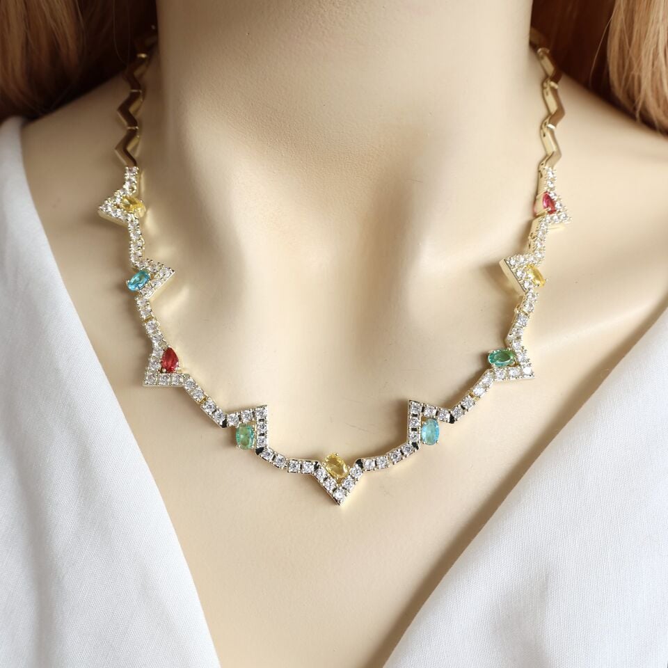 Özel Tasarım Zirkon Sıralı Kolye