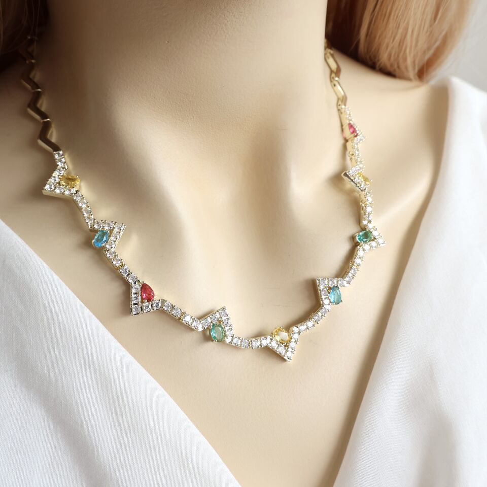 Özel Tasarım Zirkon Sıralı Kolye