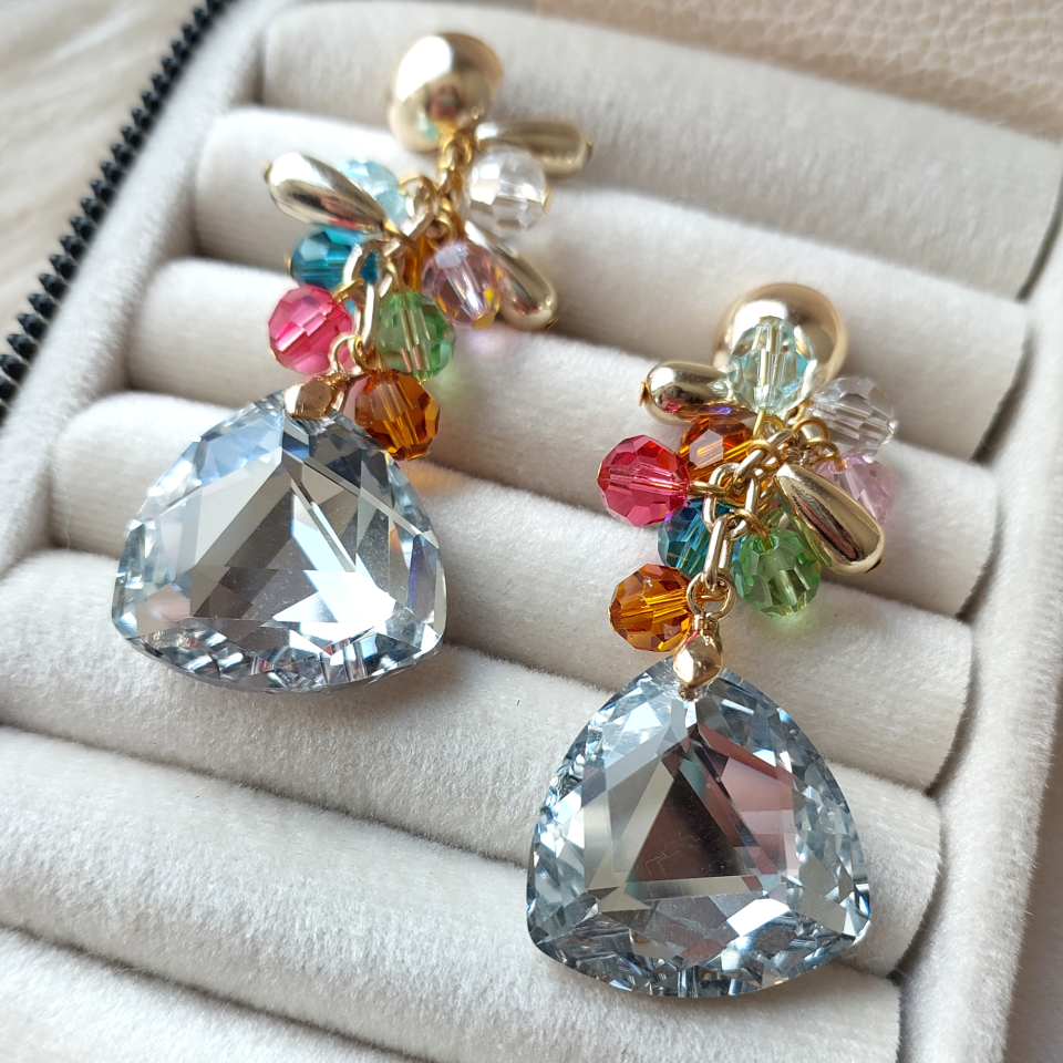 Renkli Kristal Küpe