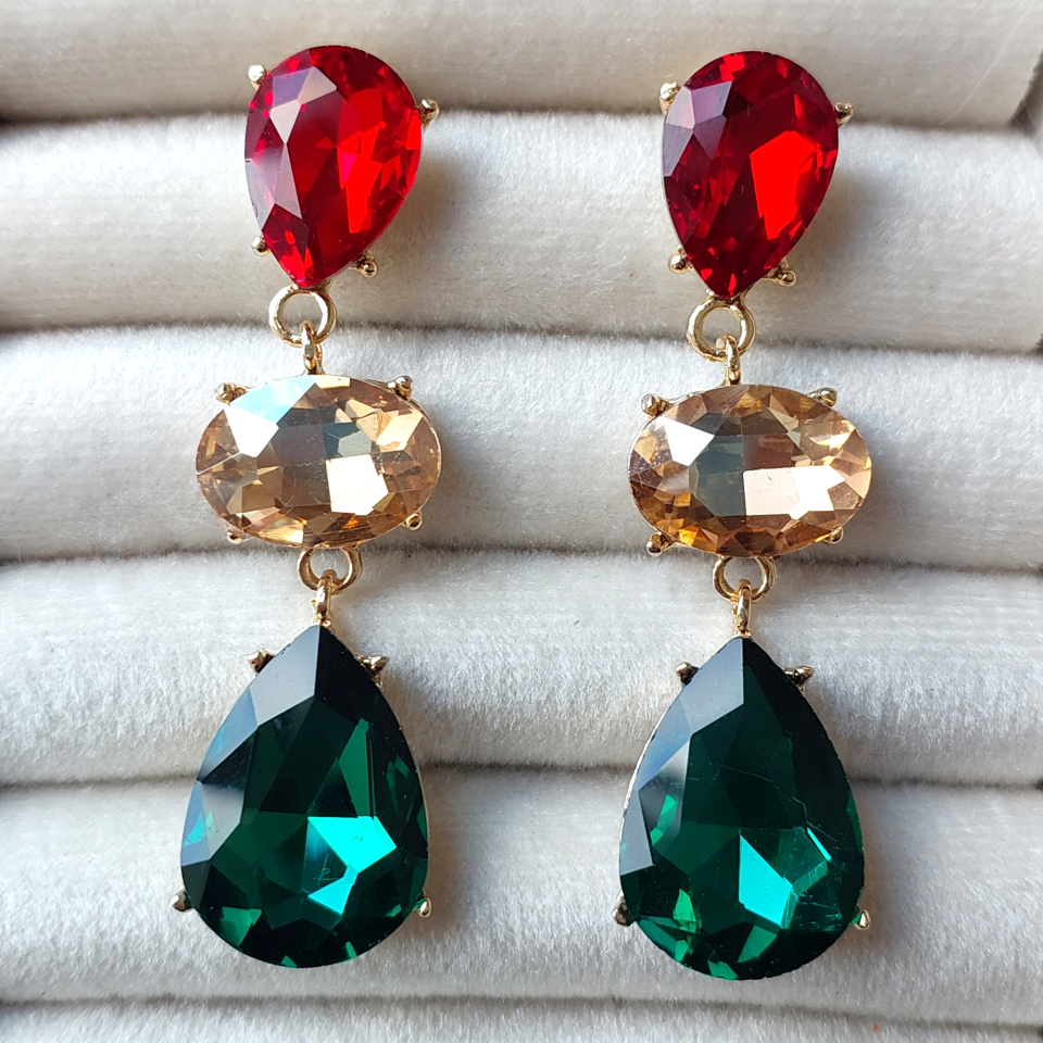 Renkli Kristal Küpe