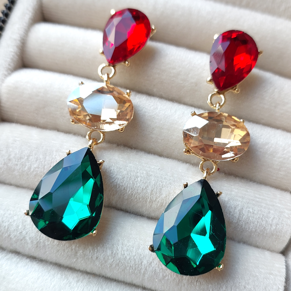 Renkli Kristal Küpe