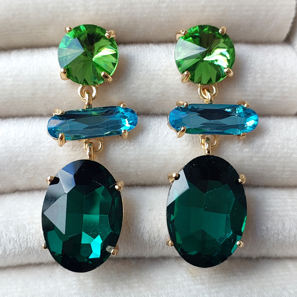 Renkli Kristal Küpe