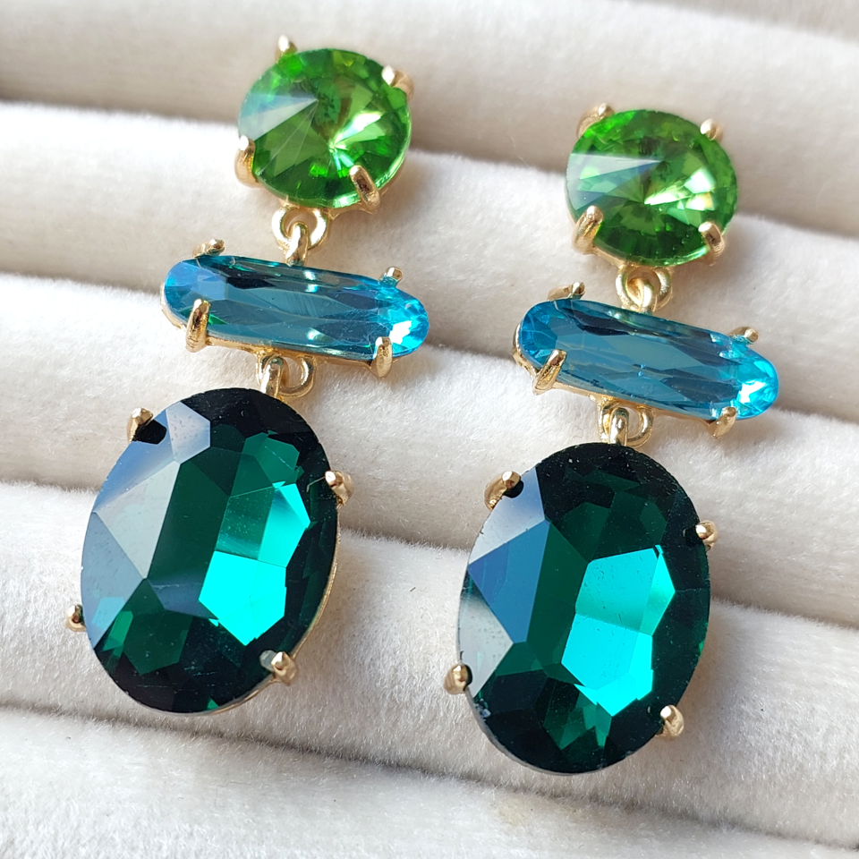 Renkli Kristal Küpe