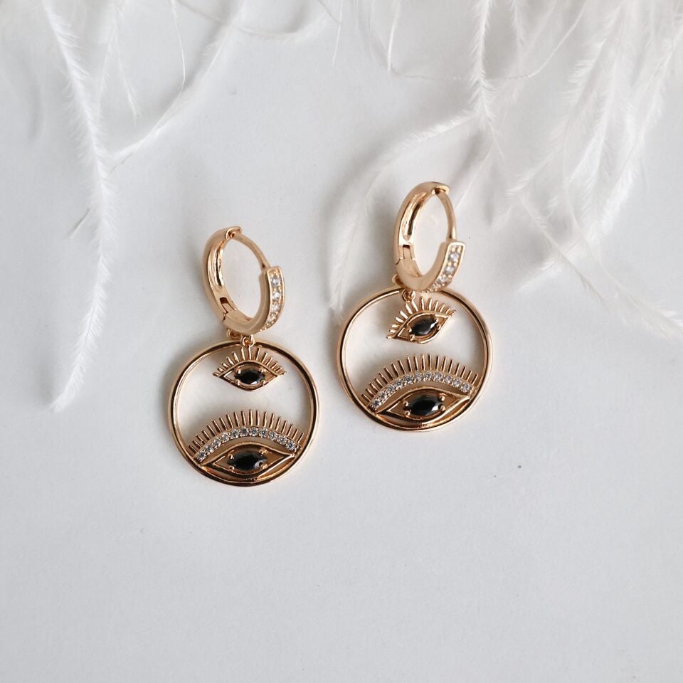 Xuping Siyah Göz Taşlı Küpe