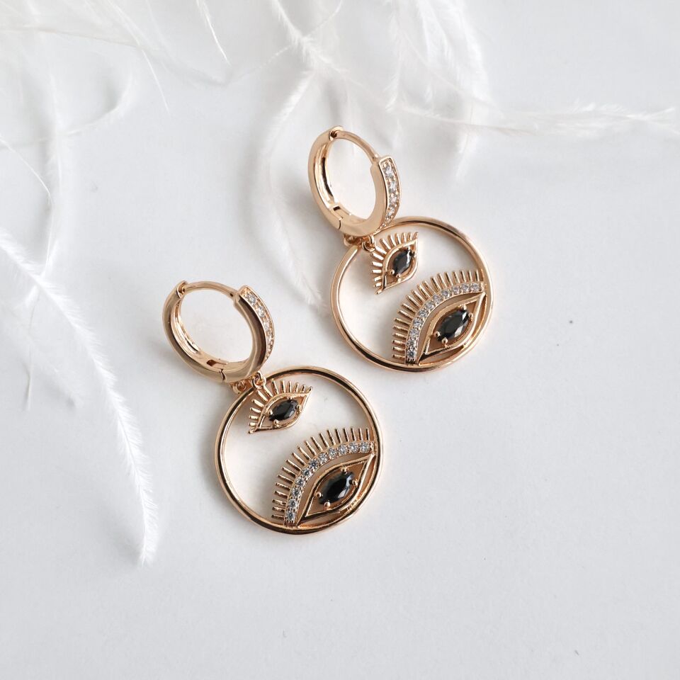 Xuping Siyah Göz Taşlı Küpe