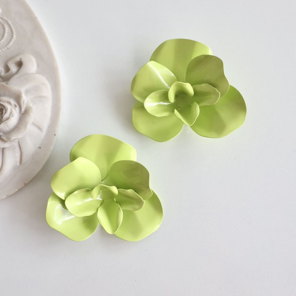 Yeşil Çiçek Küpe