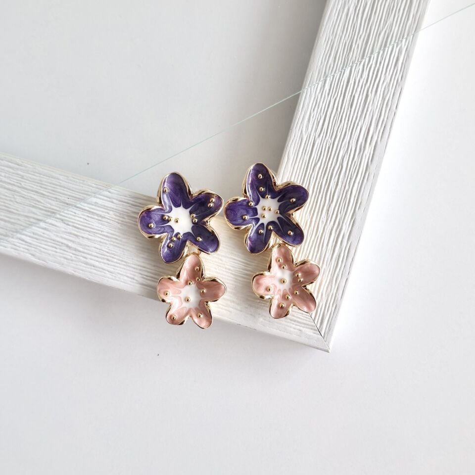 İkili Çiçek Küpe