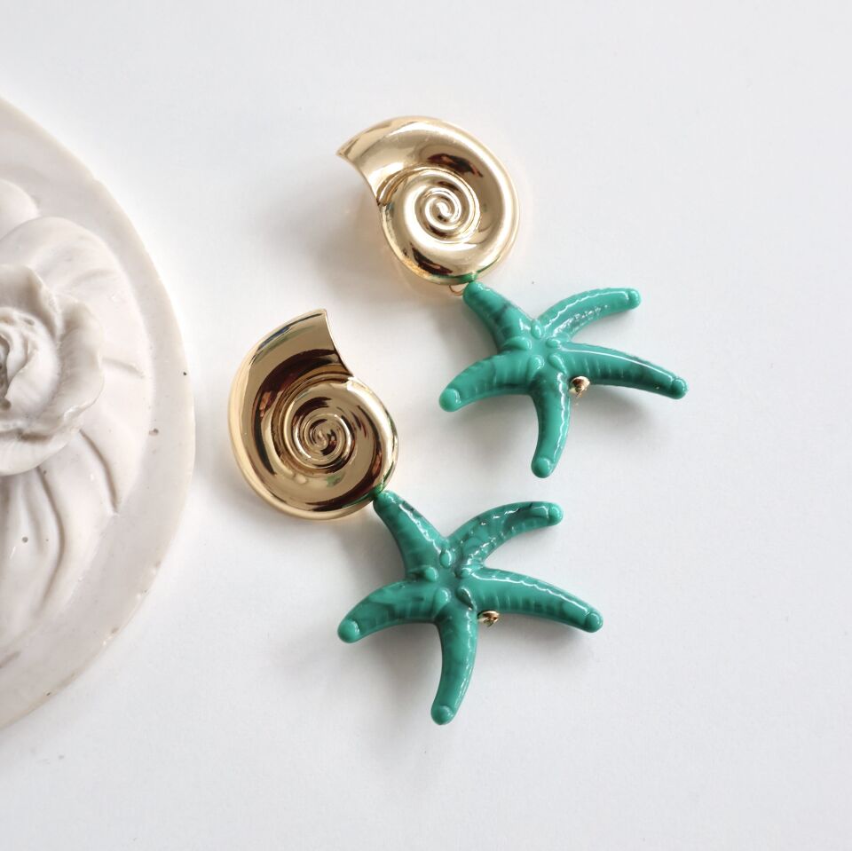 Deniz Yıldızı Salyangoz Küpe