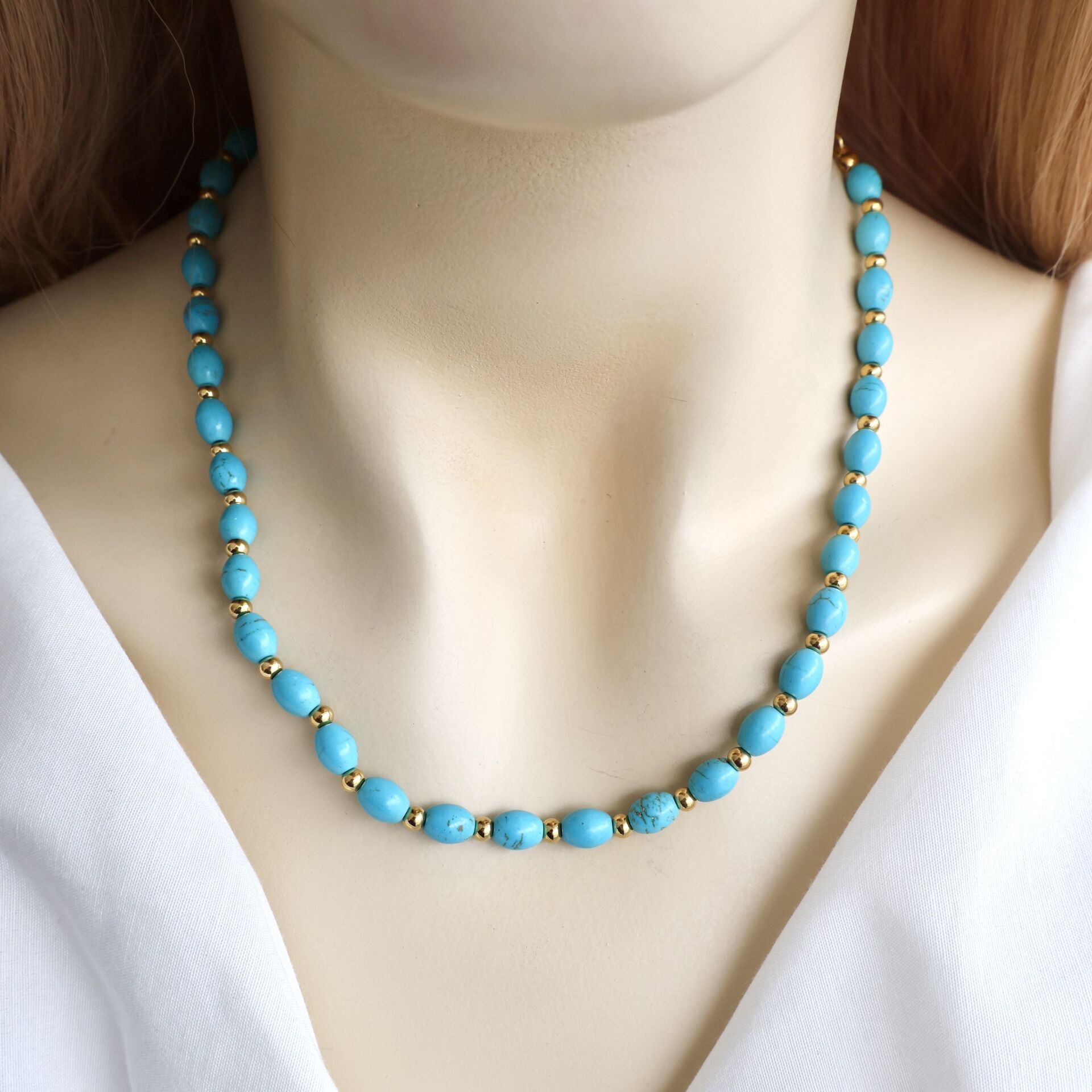 Çelik Turkuaz Taşı Kolye