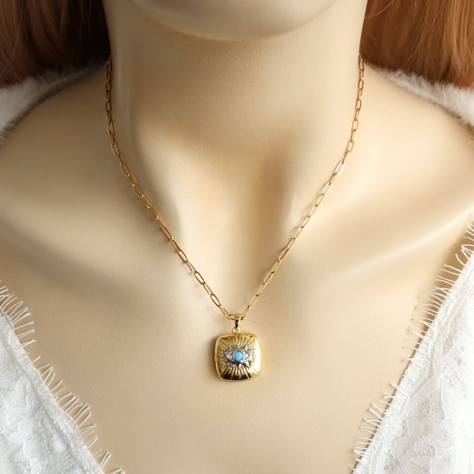 Çelik Göz Detaylı Kolye