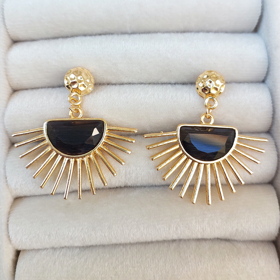 Siyah Kristal Taş Küpe