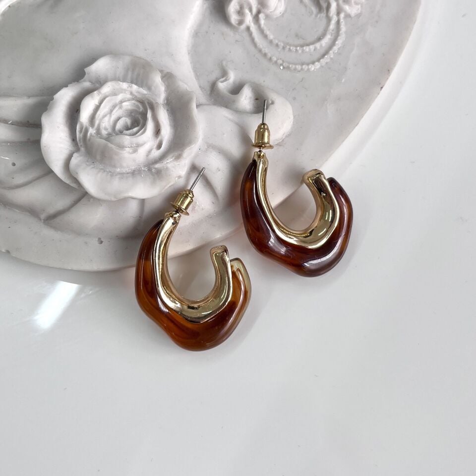 İthal Kahverengi Küpe