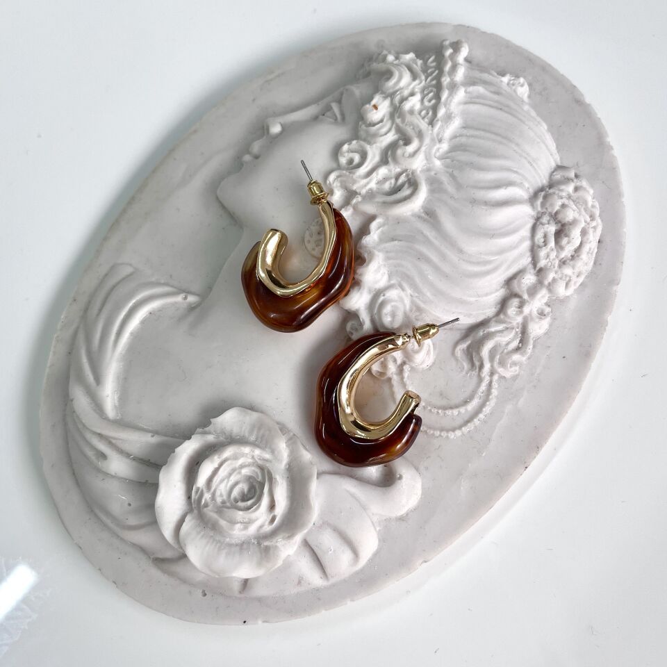 İthal Kahverengi Küpe