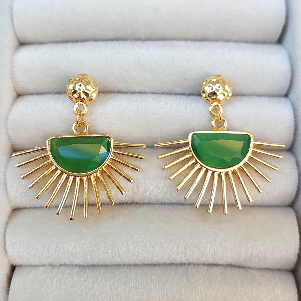 Yeşil Kristal Taş Küpe