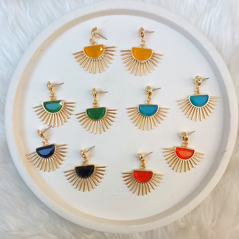 Sarı Kristal Taş Küpe