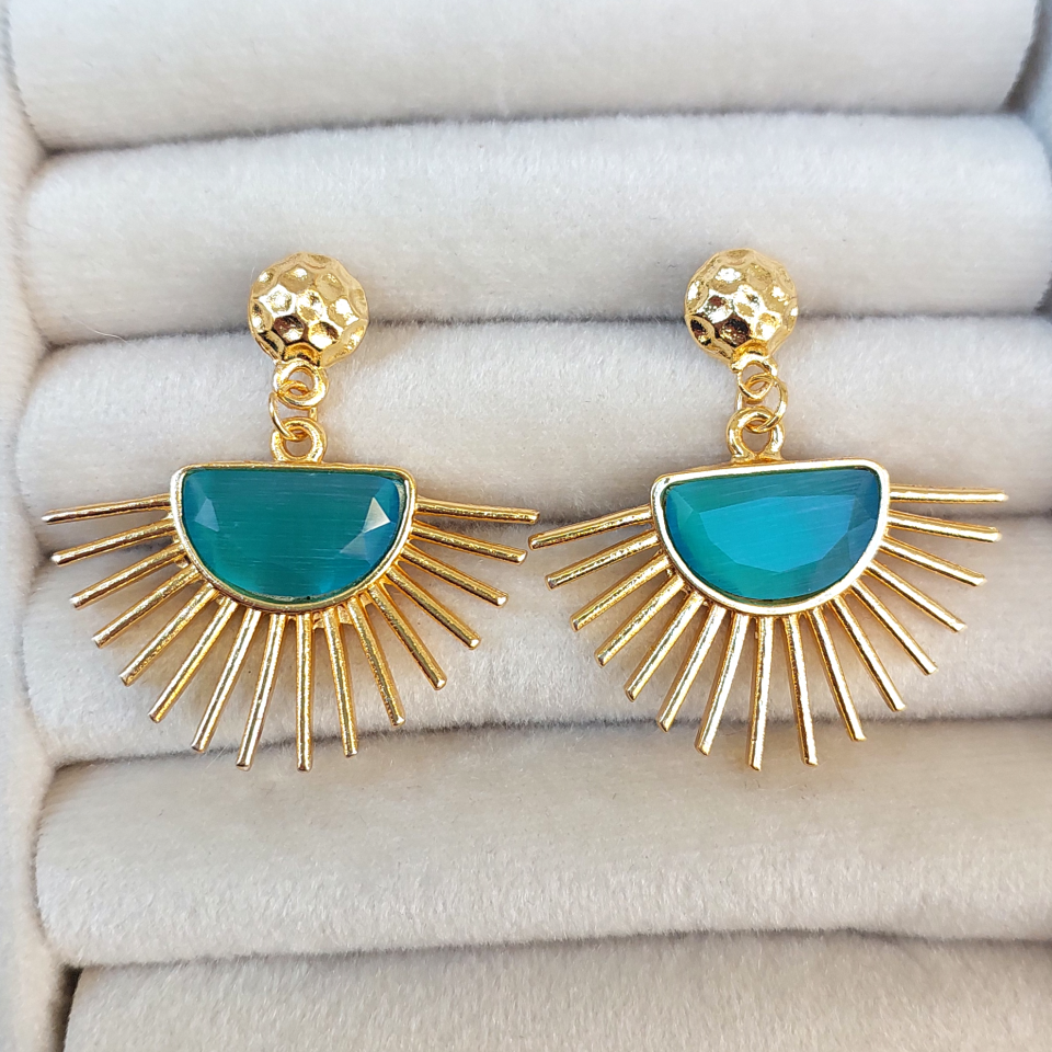 Mavi Kristal Taş Küpe