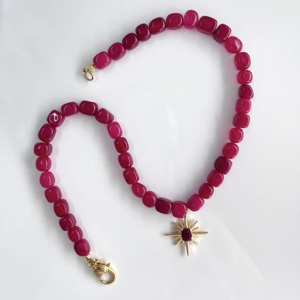 Doğal Kuvars Taşı Yıldız Kolye