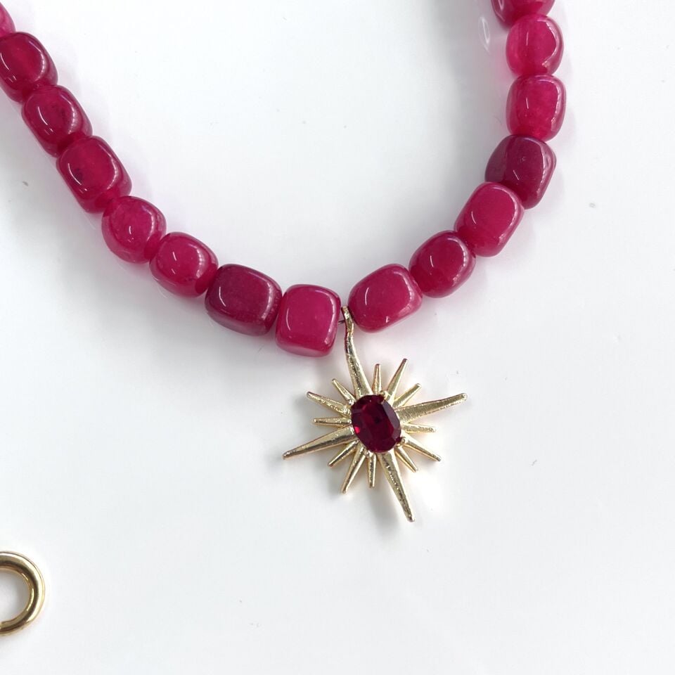 Doğal Kuvars Taşı Yıldız Kolye