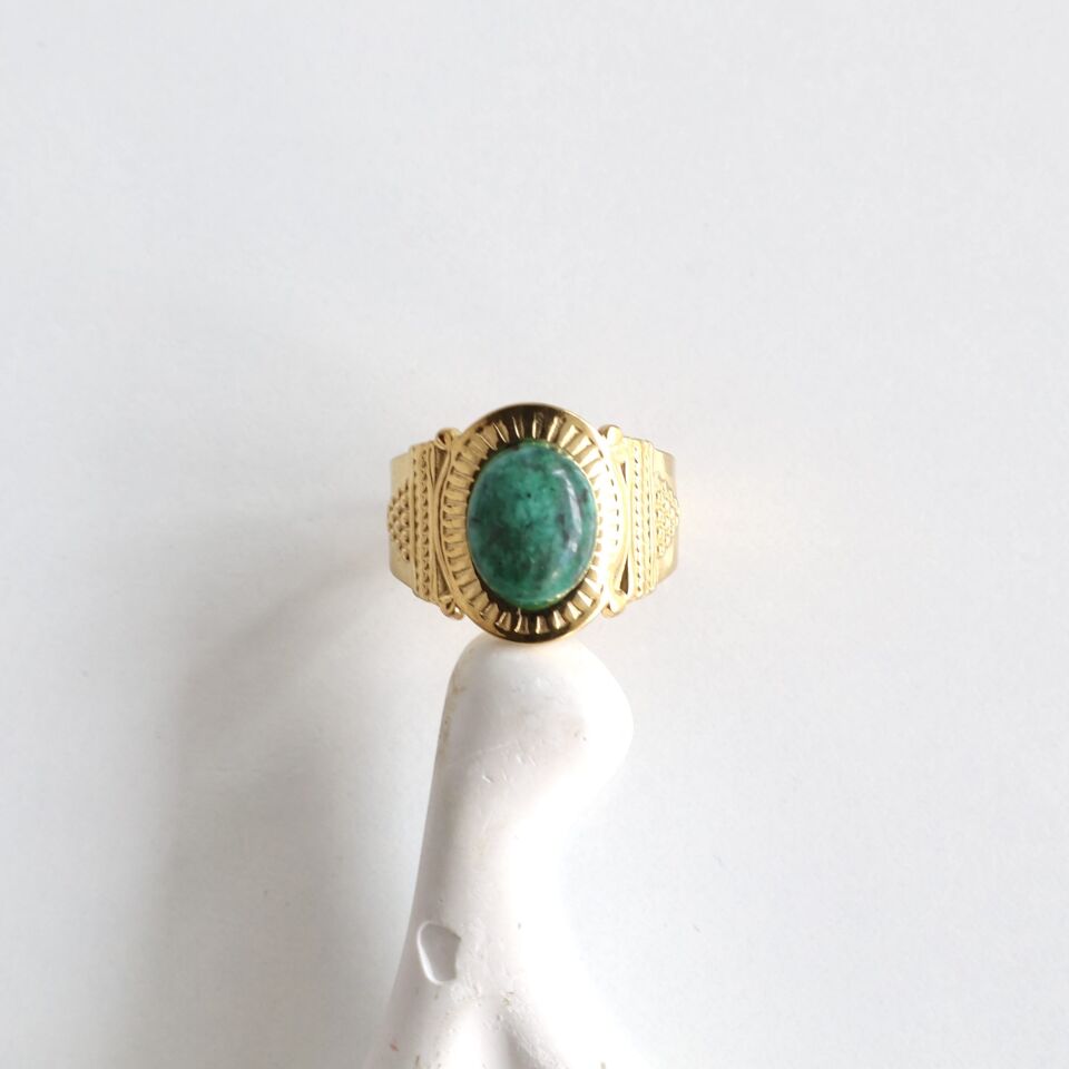 Çelik Taşlı Vintage Yüzük