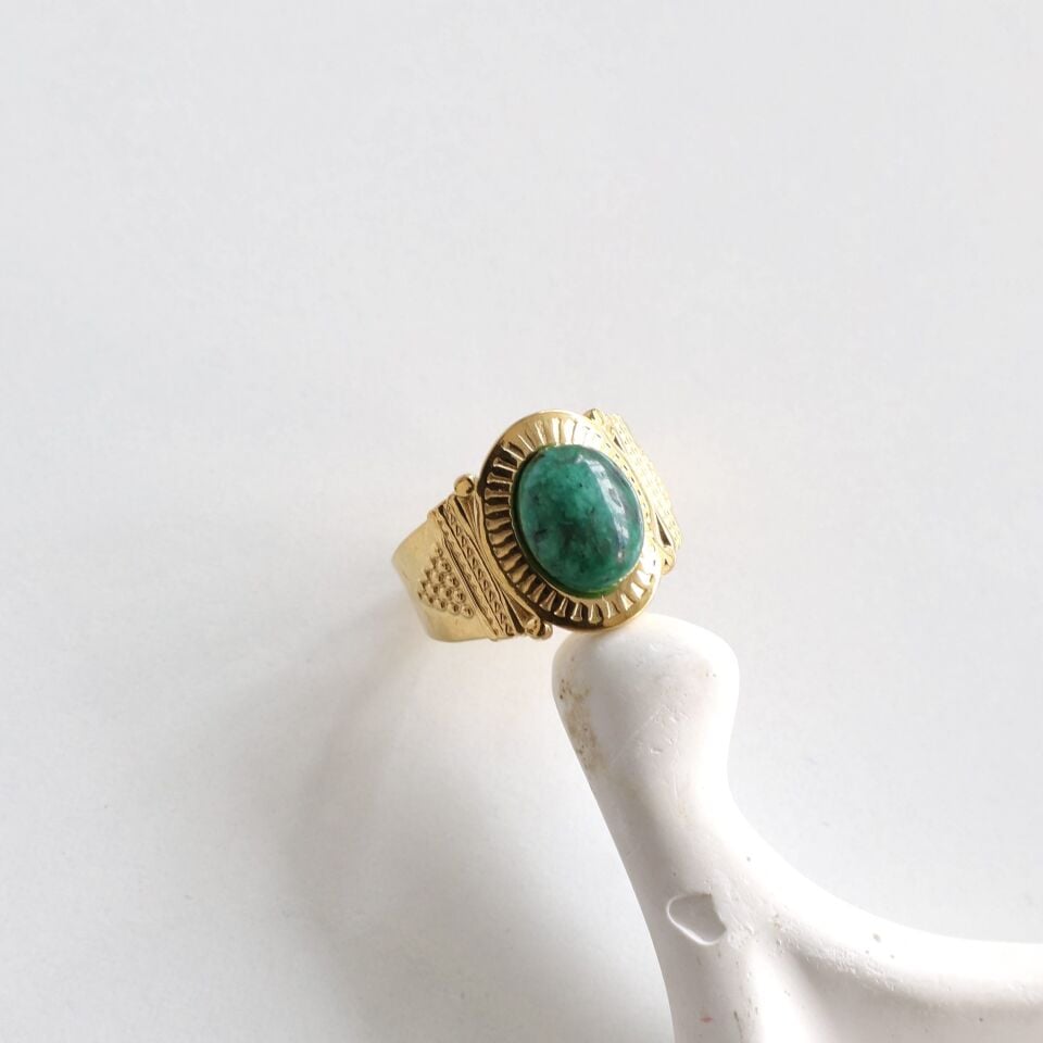 Çelik Taşlı Vintage Yüzük