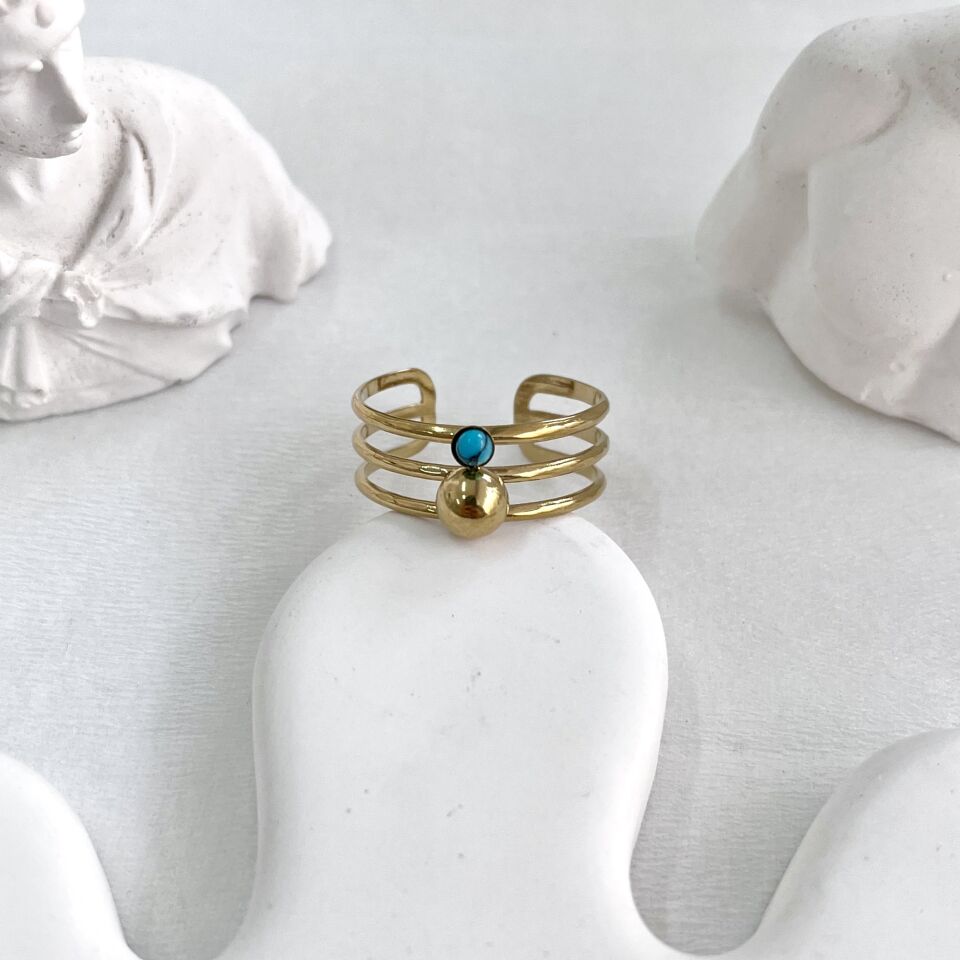 Çelik Turkuaz Taşı Yüzük