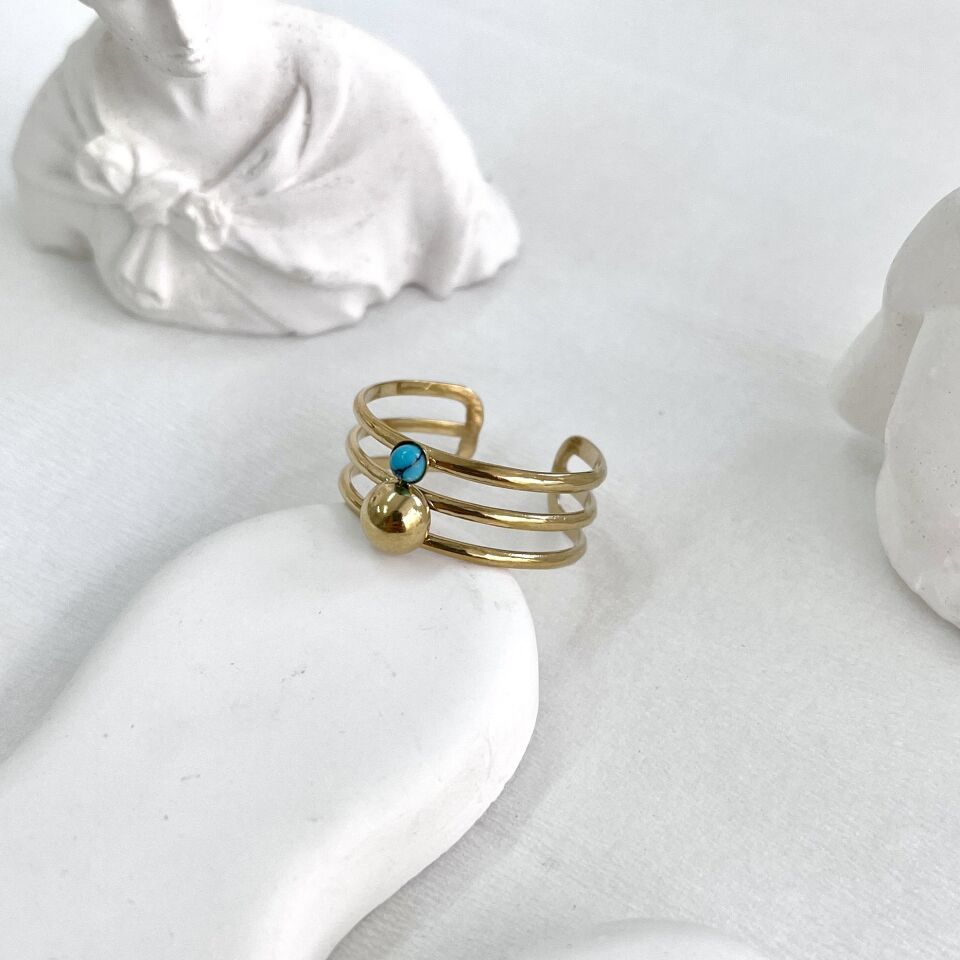 Çelik Turkuaz Taşı Yüzük