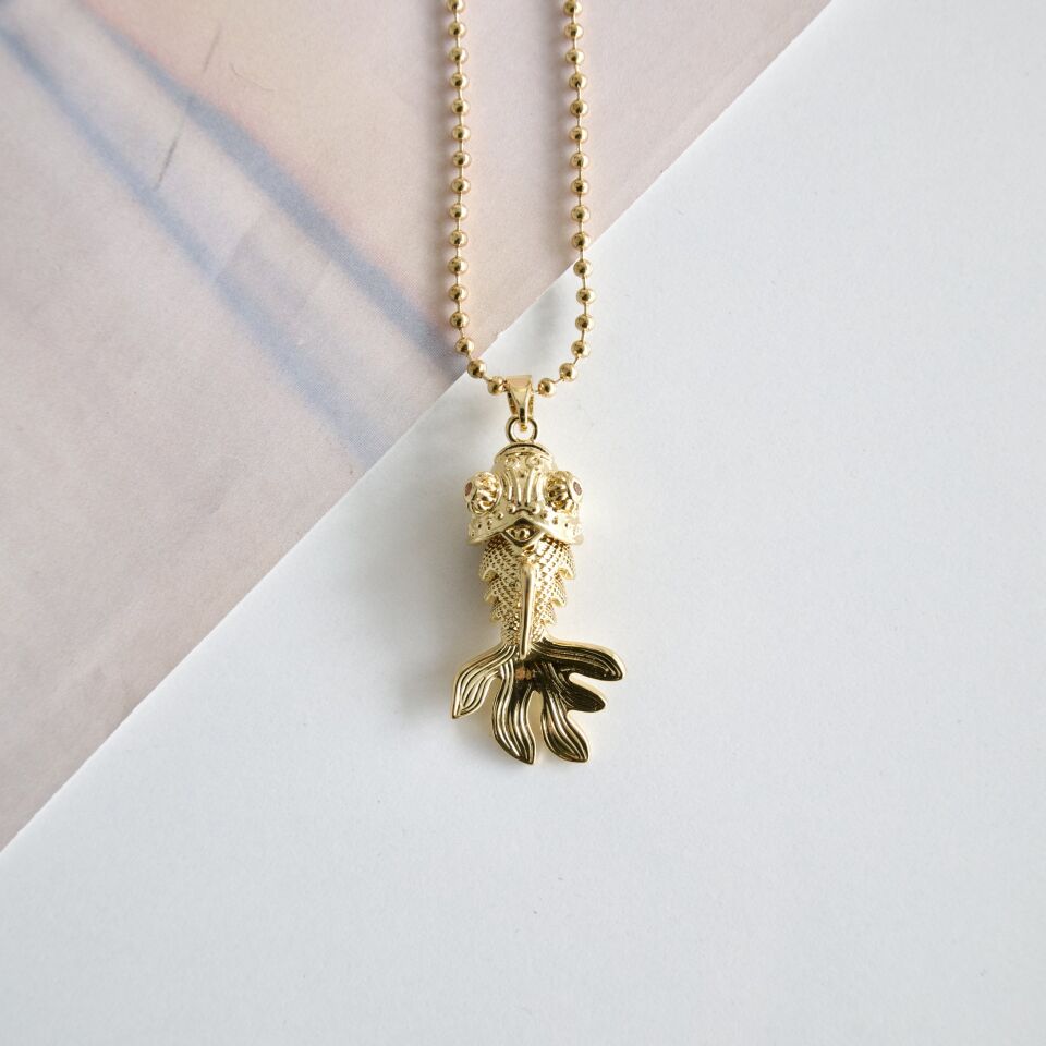 Çelik Balık Desenli Kolye
