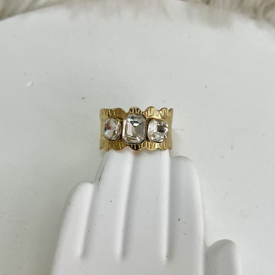 Çelik Taşlı Yüzük