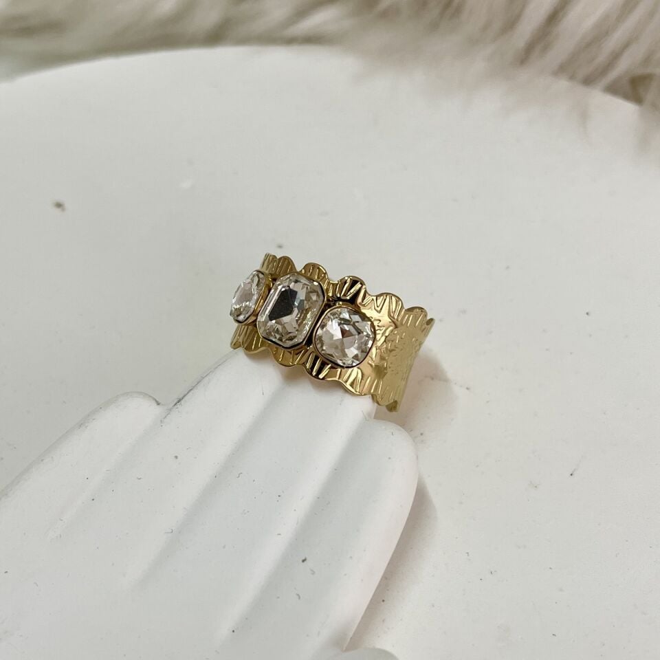 Çelik Taşlı Yüzük