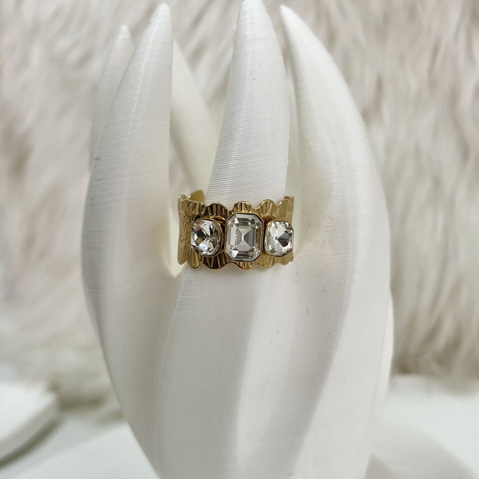 Çelik Taşlı Yüzük