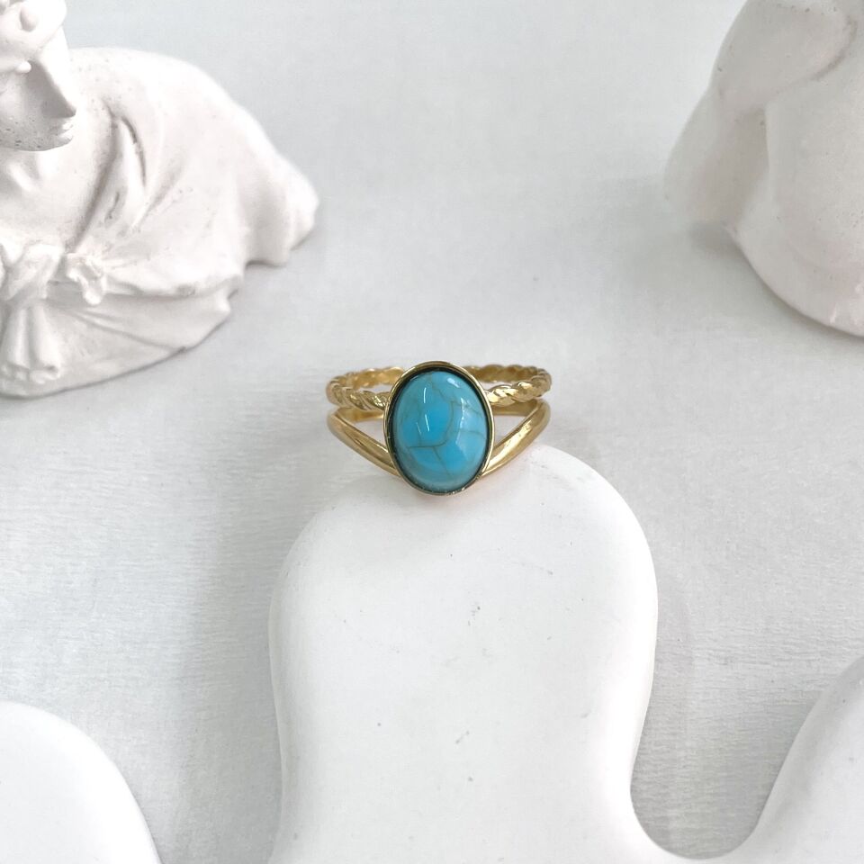 Çelik Firuze Taşı Yüzük