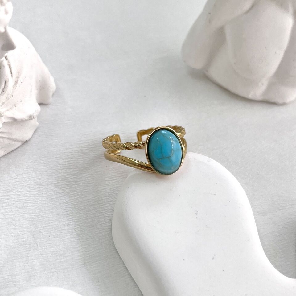 Çelik Firuze Taşı Yüzük