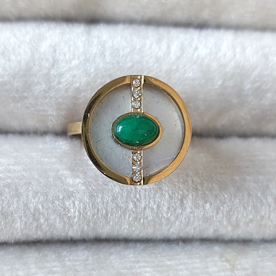 Çelik Yeşil Taşlı Yüzük