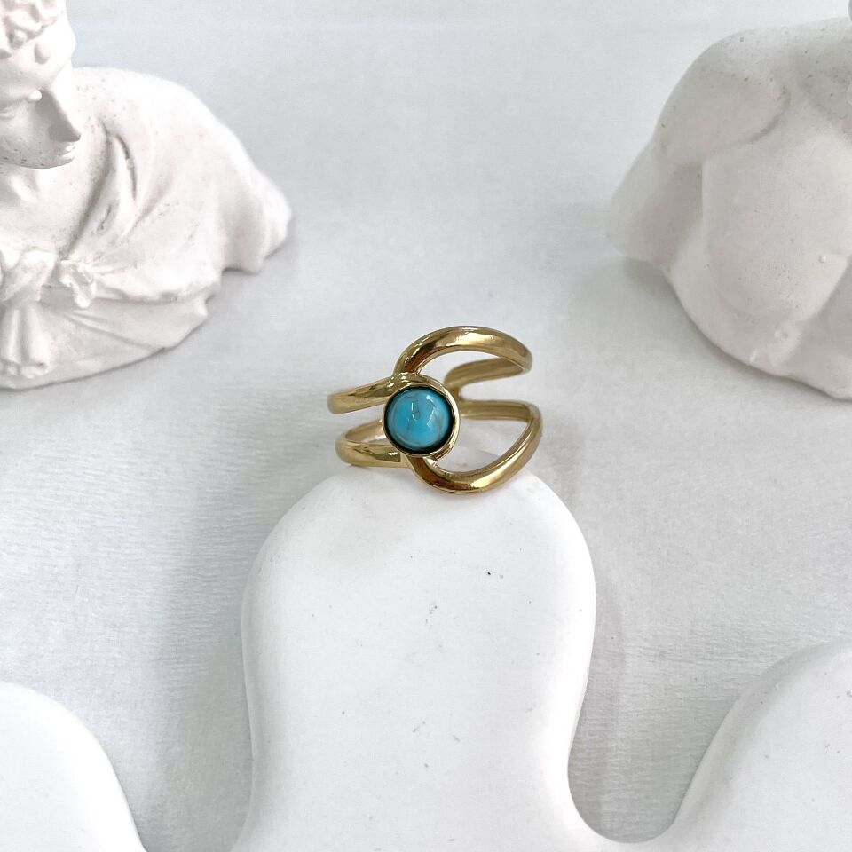 Çelik Firuze Taşı Yüzük