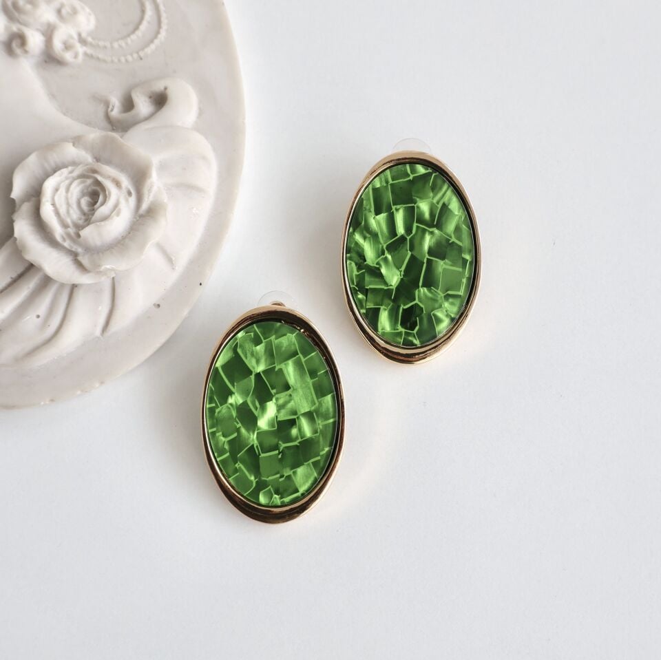 Vintage Yeşil Küpe