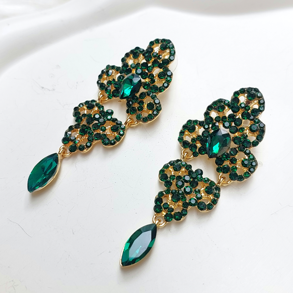 Taşlı Yeşil Küpe