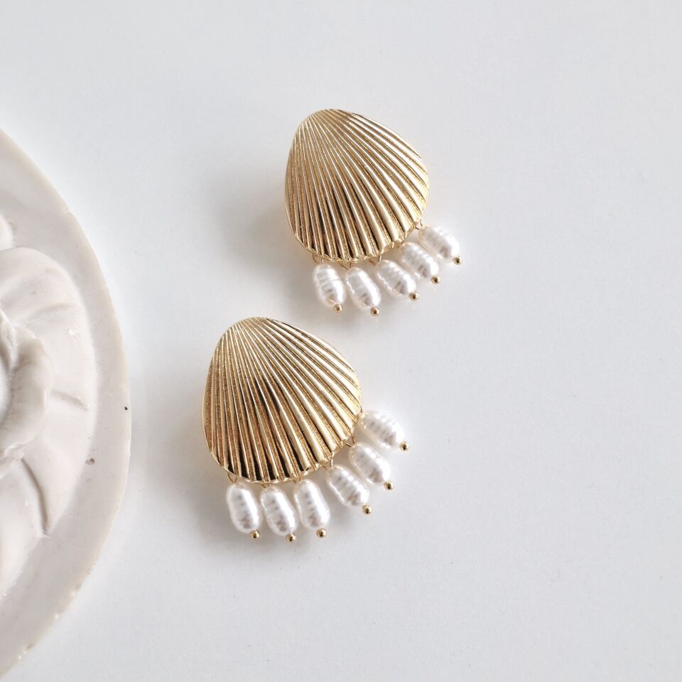 İnci Detay Deniz Kabuğu Küpe