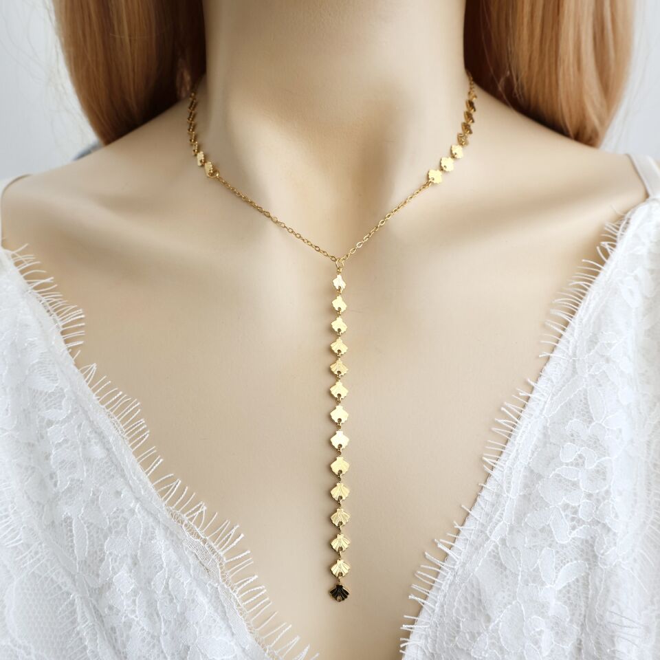 Çelik İstiridye Desen Y Kolye