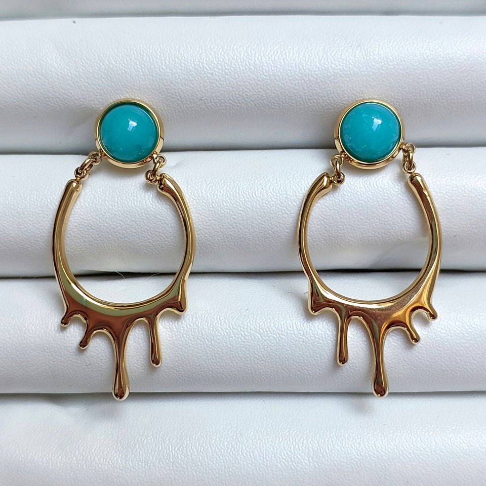 Çelik Mavi Taşlı Küpe