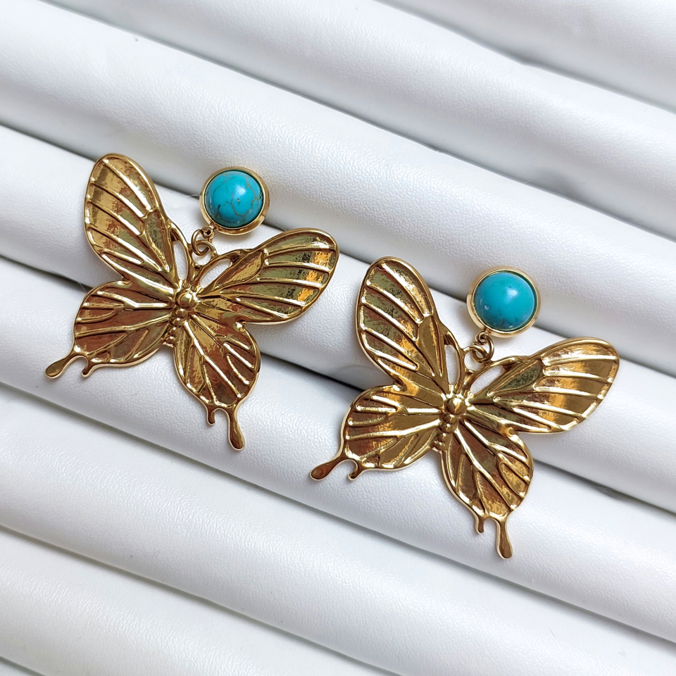 Çelik Turkuaz Taşı Küpe