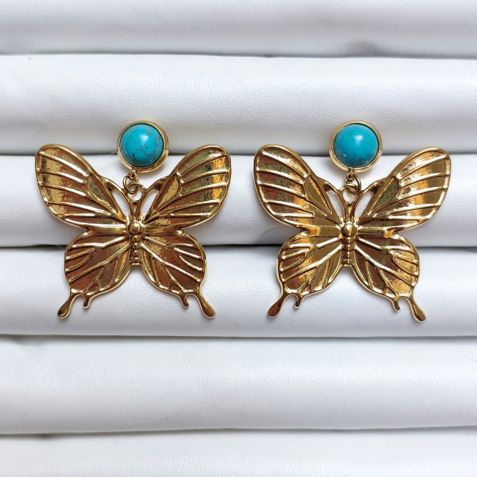 Çelik Turkuaz Taşı Küpe