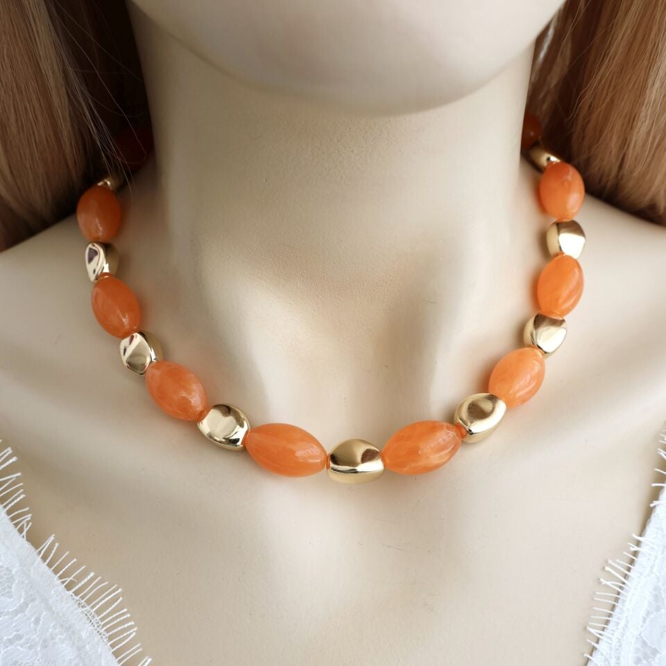 Turuncu Boncuk Kolye