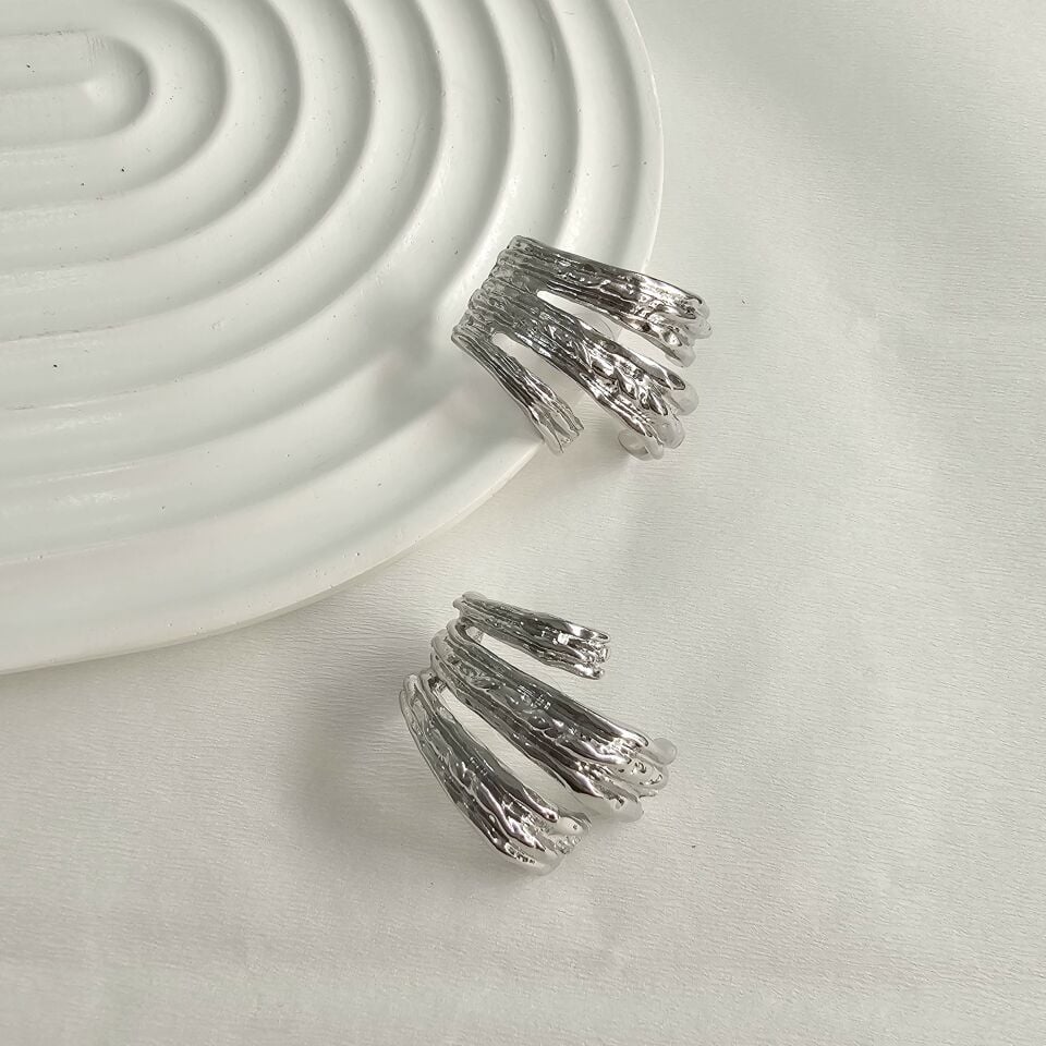 Çoklu Plaka Küpe Silver