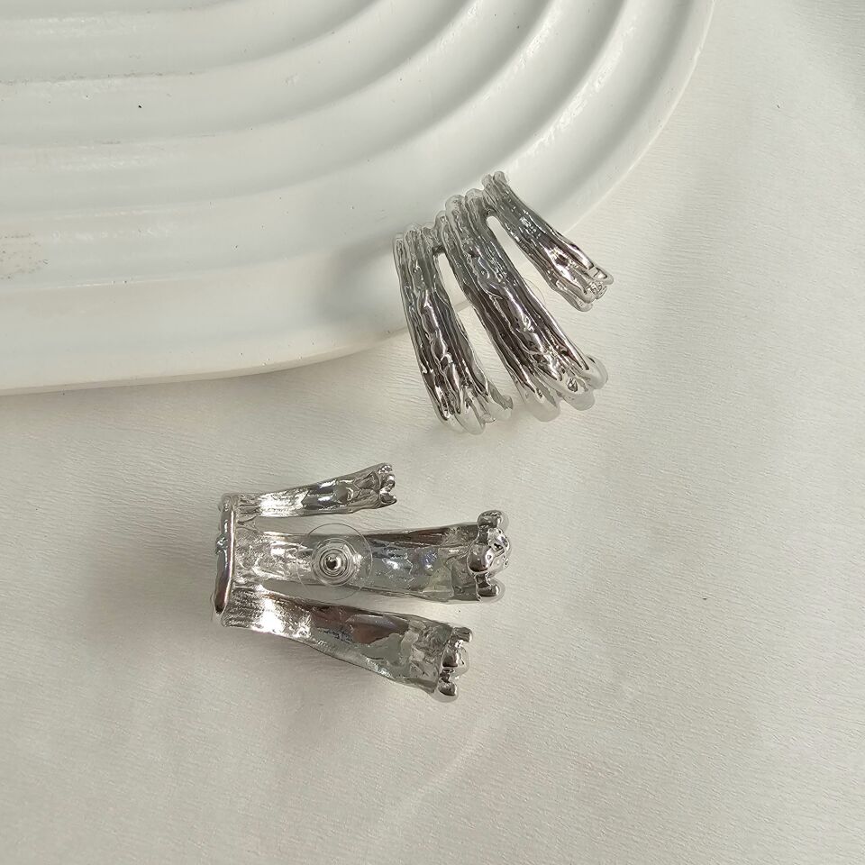 Çoklu Plaka Küpe Silver