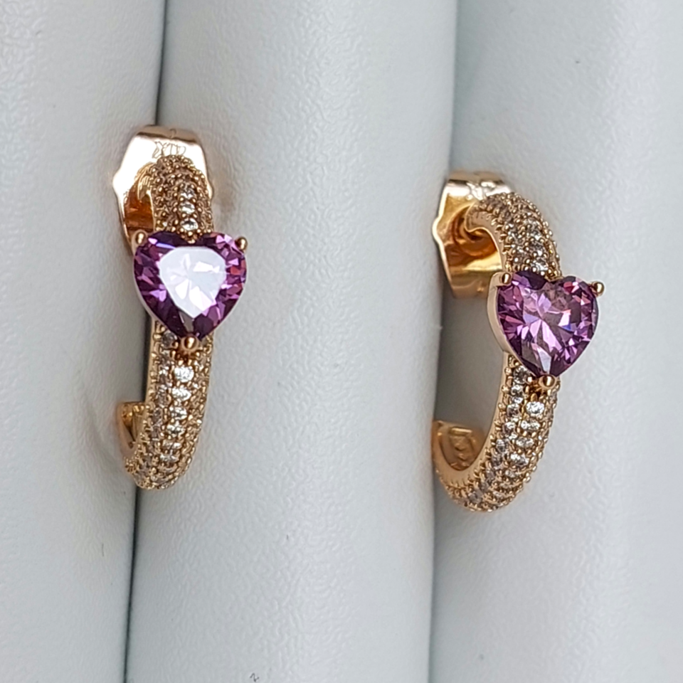 Xuping Zirkon Mor Kalp Küpe